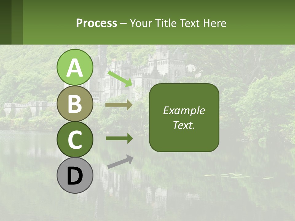 A Castle In The Middle Of A Lake Surrounded By Trees PowerPoint Template