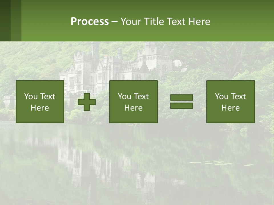 A Castle In The Middle Of A Lake Surrounded By Trees PowerPoint Template