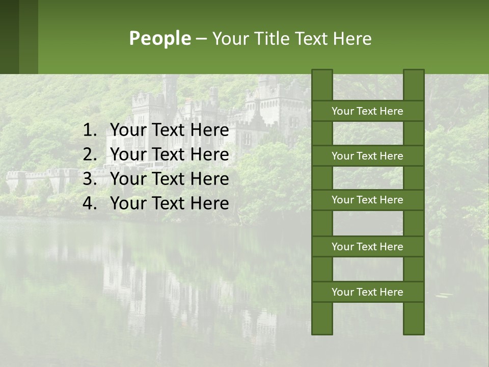 A Castle In The Middle Of A Lake Surrounded By Trees PowerPoint Template