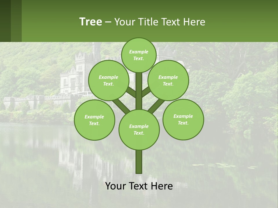 A Castle In The Middle Of A Lake Surrounded By Trees PowerPoint Template