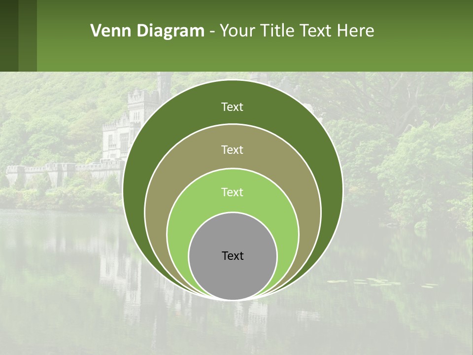 A Castle In The Middle Of A Lake Surrounded By Trees PowerPoint Template