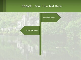 A Castle In The Middle Of A Lake Surrounded By Trees PowerPoint Template