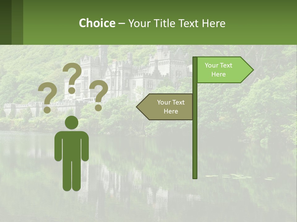 A Castle In The Middle Of A Lake Surrounded By Trees PowerPoint Template