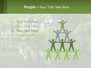 A Castle In The Middle Of A Lake Surrounded By Trees PowerPoint Template
