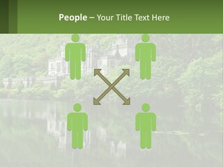 A Castle In The Middle Of A Lake Surrounded By Trees PowerPoint Template