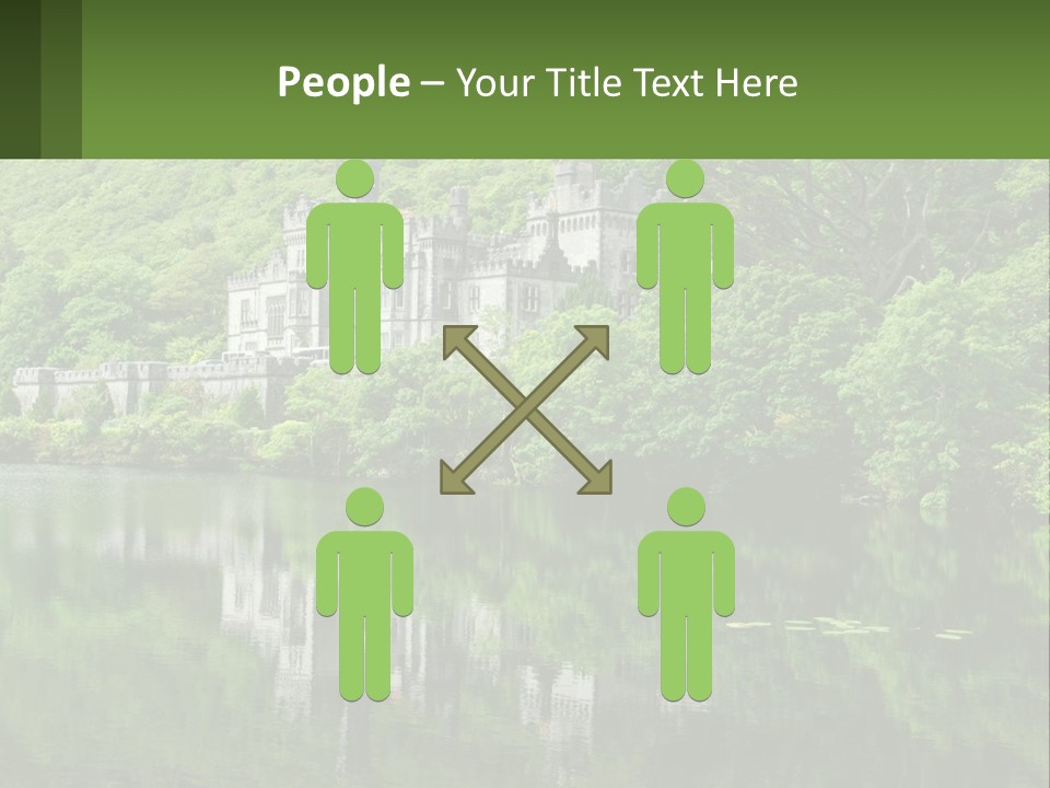 A Castle In The Middle Of A Lake Surrounded By Trees PowerPoint Template
