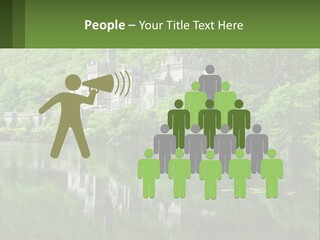 A Castle In The Middle Of A Lake Surrounded By Trees PowerPoint Template