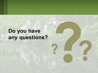 A Castle In The Middle Of A Lake Surrounded By Trees PowerPoint Template