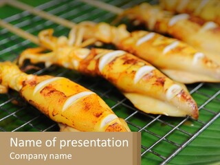 A Bunch Of Food That Is On A Grill PowerPoint Template