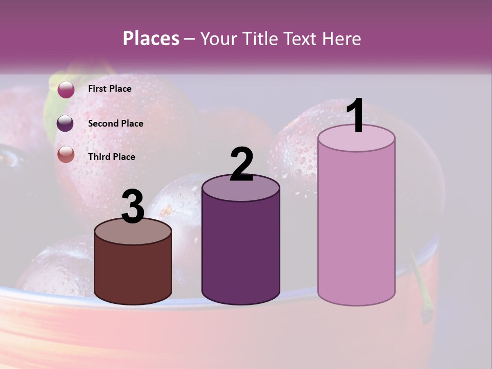 A Bowl Of Plums With Water Droplets On Them PowerPoint Template