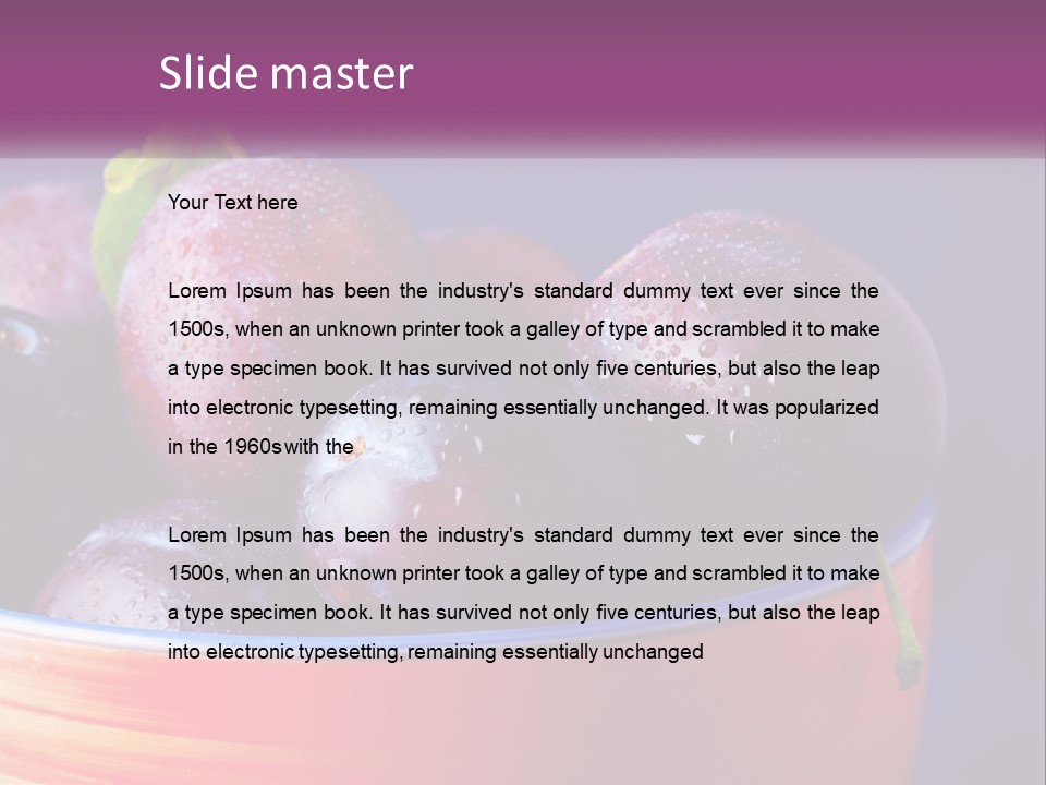 A Bowl Of Plums With Water Droplets On Them PowerPoint Template