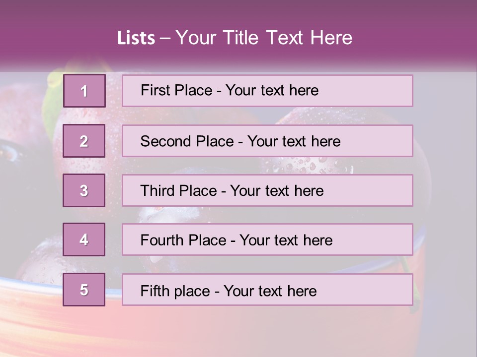 A Bowl Of Plums With Water Droplets On Them PowerPoint Template