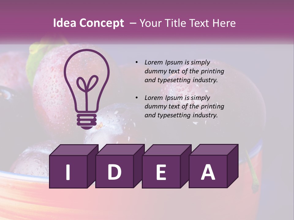 A Bowl Of Plums With Water Droplets On Them PowerPoint Template