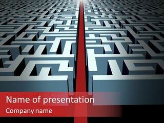 A Maze With A Red Arrow Going Through It PowerPoint Template