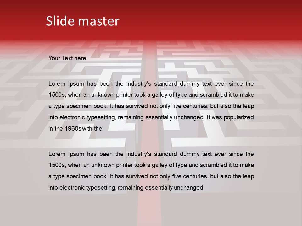 A Maze With A Red Arrow Going Through It PowerPoint Template