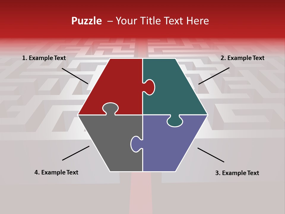 A Maze With A Red Arrow Going Through It PowerPoint Template