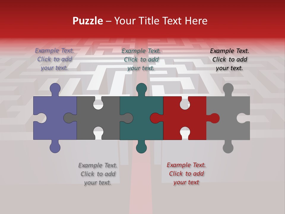 A Maze With A Red Arrow Going Through It PowerPoint Template