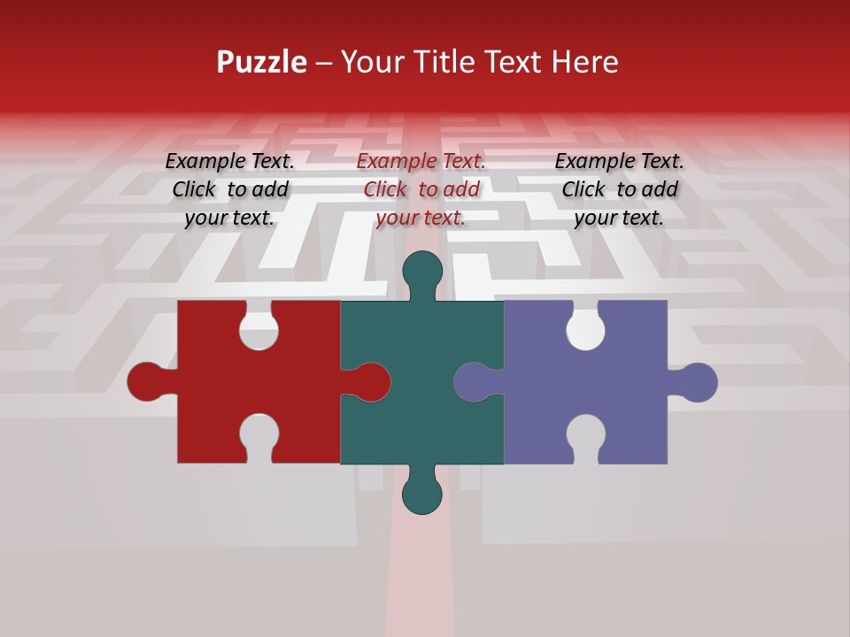 A Maze With A Red Arrow Going Through It PowerPoint Template