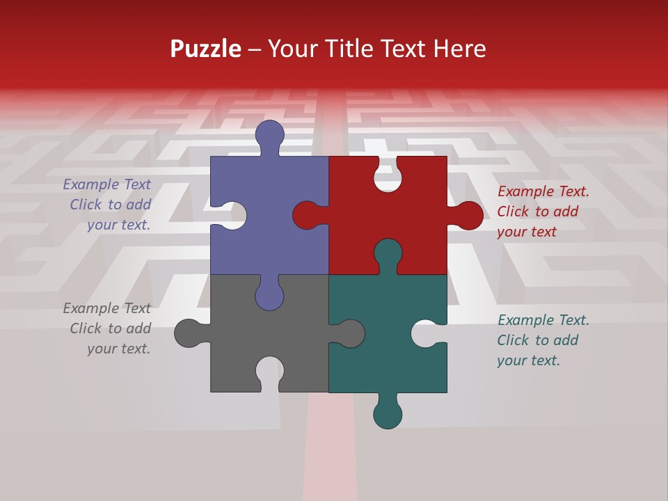 A Maze With A Red Arrow Going Through It PowerPoint Template