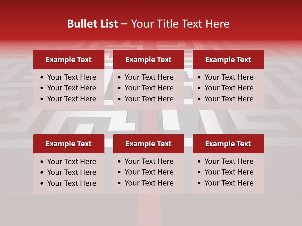 A Maze With A Red Arrow Going Through It PowerPoint Template