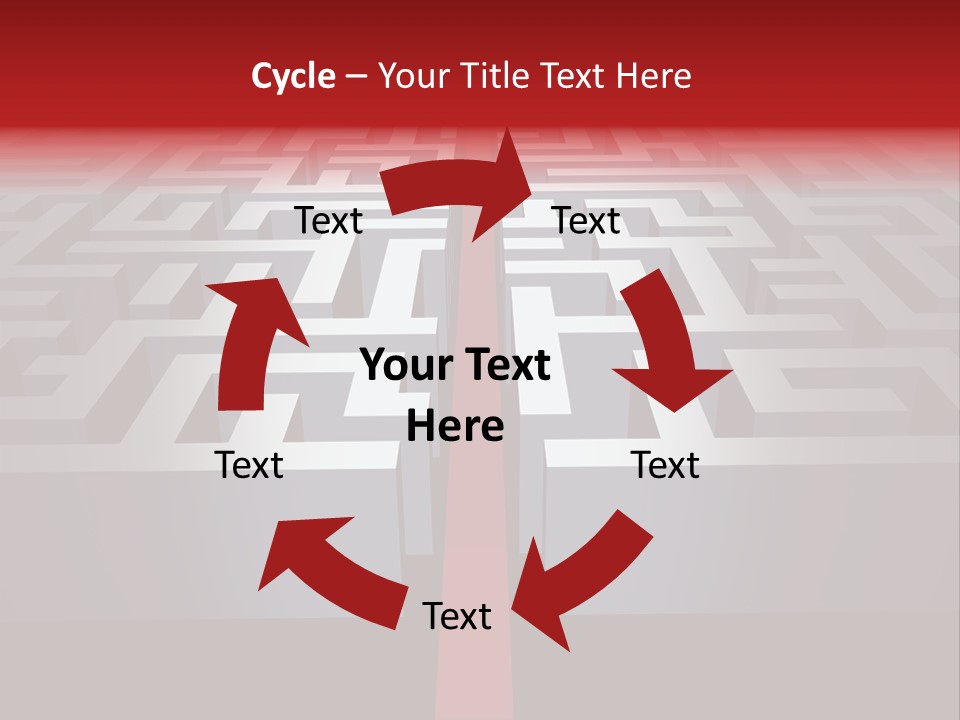 A Maze With A Red Arrow Going Through It PowerPoint Template