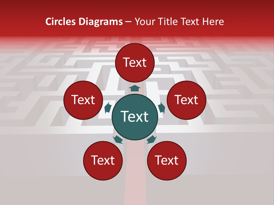 A Maze With A Red Arrow Going Through It PowerPoint Template