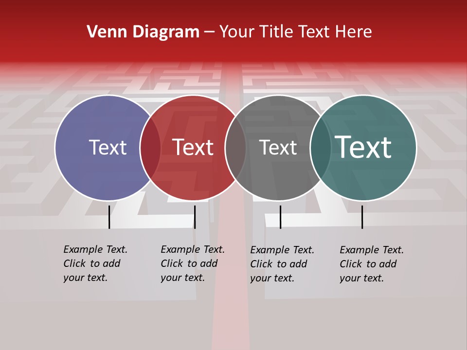 A Maze With A Red Arrow Going Through It PowerPoint Template