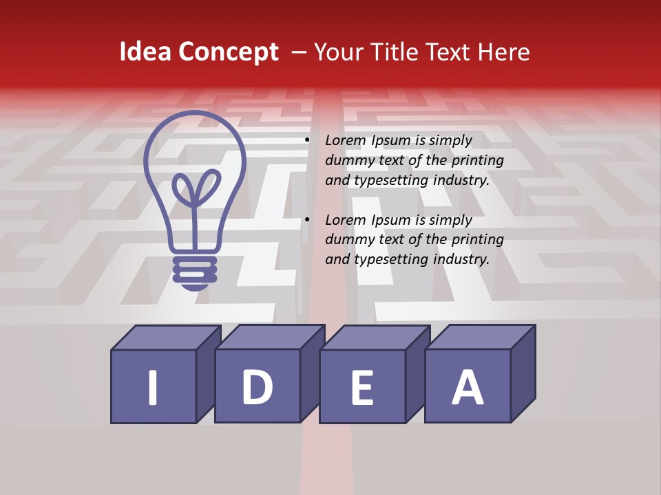 A Maze With A Red Arrow Going Through It PowerPoint Template