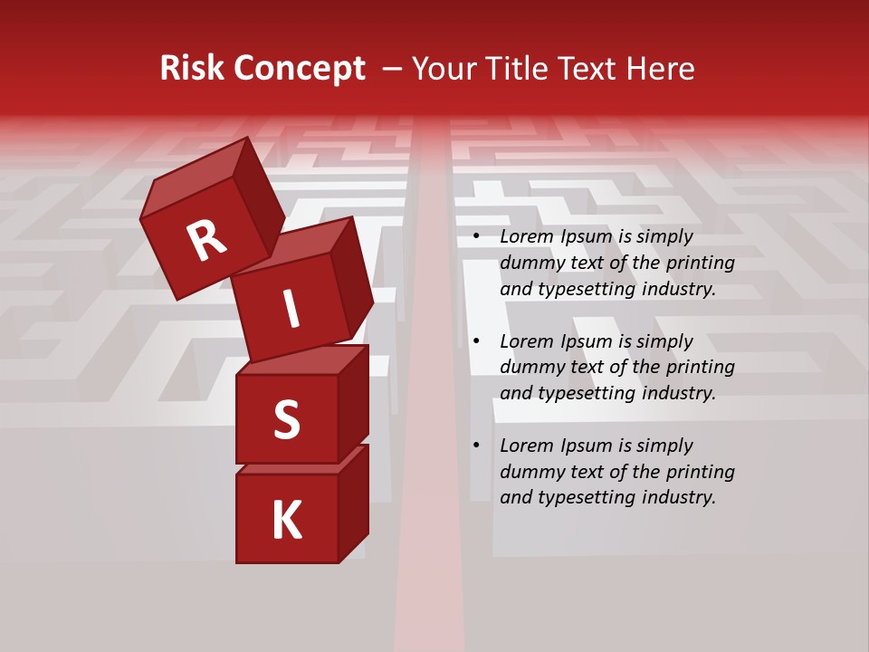 A Maze With A Red Arrow Going Through It PowerPoint Template