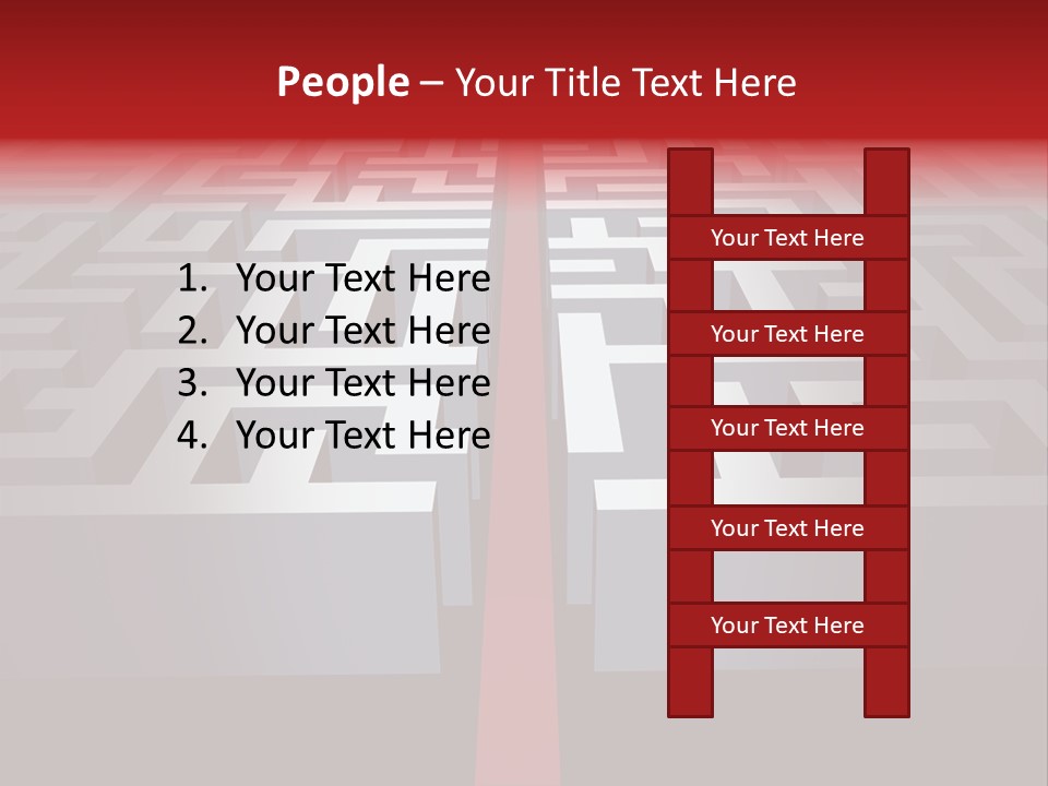 A Maze With A Red Arrow Going Through It PowerPoint Template