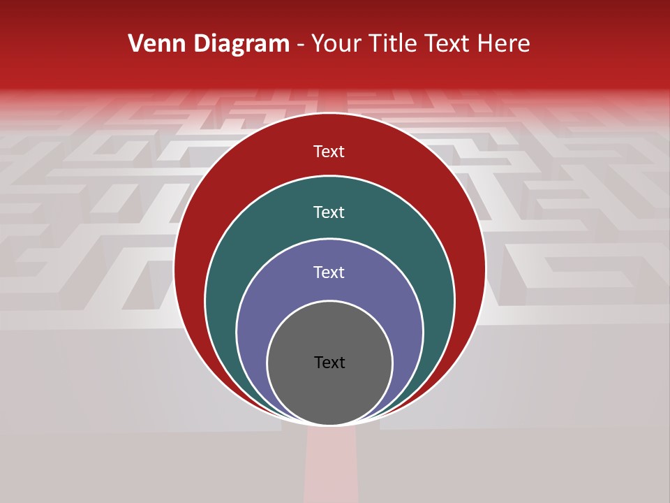 A Maze With A Red Arrow Going Through It PowerPoint Template