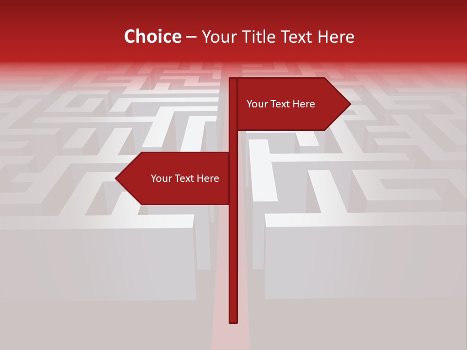 A Maze With A Red Arrow Going Through It PowerPoint Template