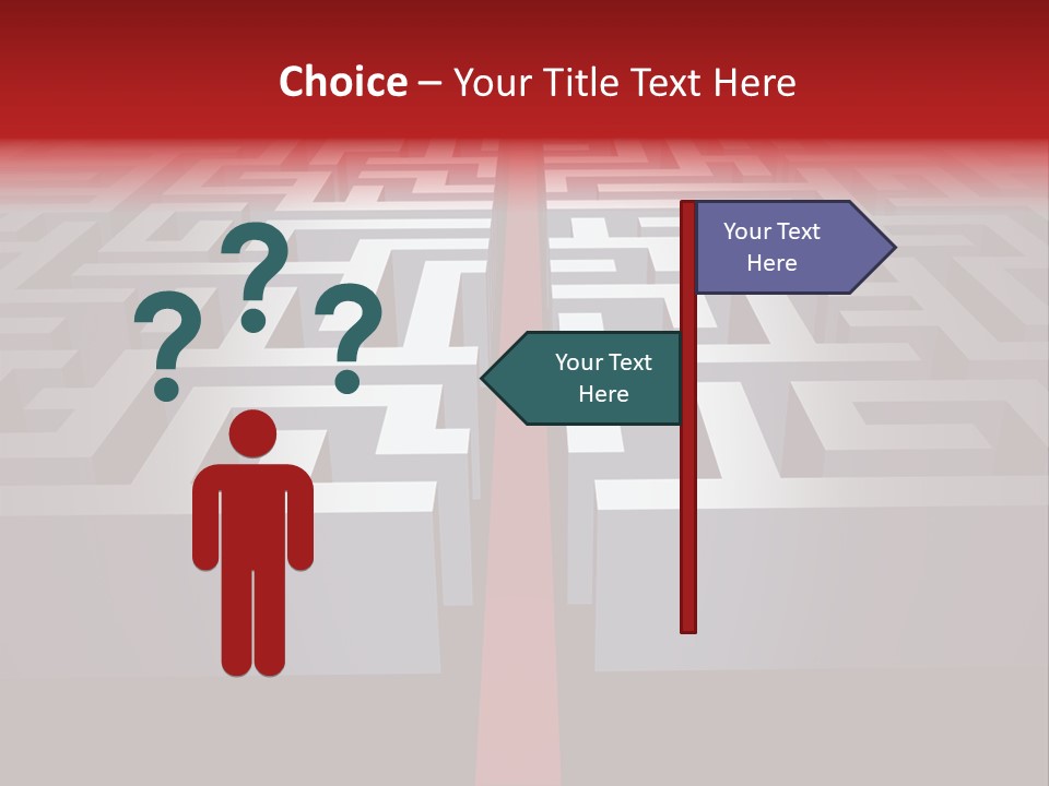 A Maze With A Red Arrow Going Through It PowerPoint Template