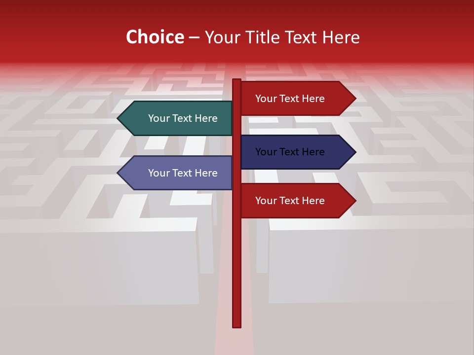 A Maze With A Red Arrow Going Through It PowerPoint Template
