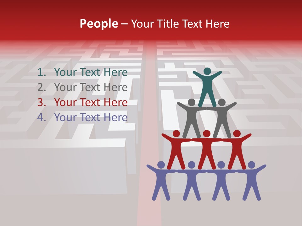 A Maze With A Red Arrow Going Through It PowerPoint Template