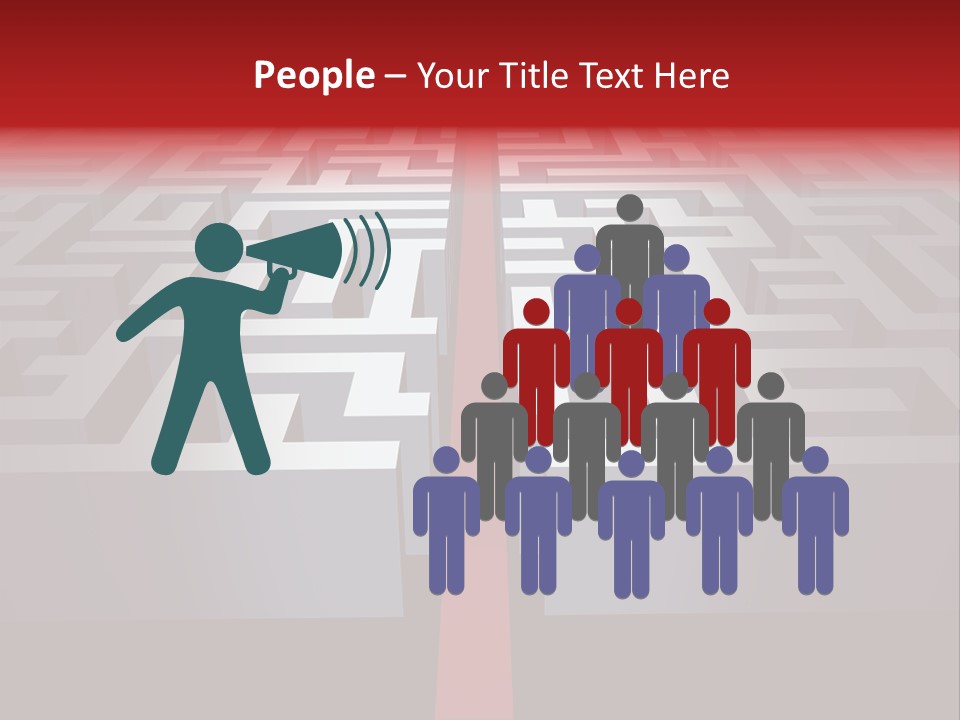 A Maze With A Red Arrow Going Through It PowerPoint Template