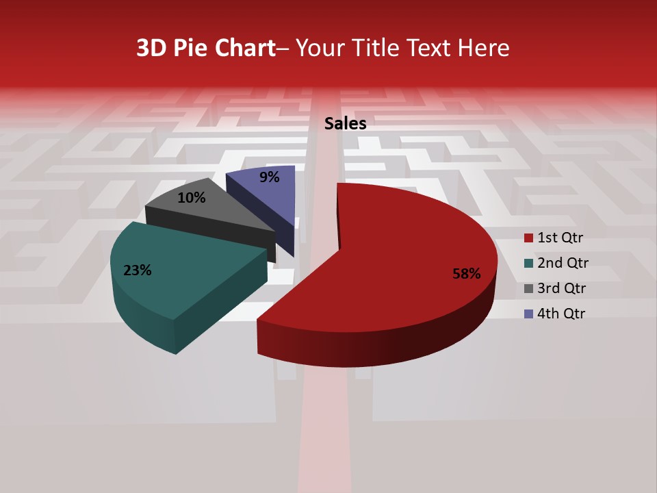 A Maze With A Red Arrow Going Through It PowerPoint Template