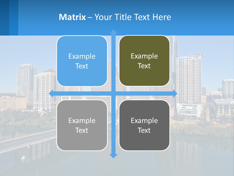 A City Skyline With A Bridge Over A River PowerPoint Template
