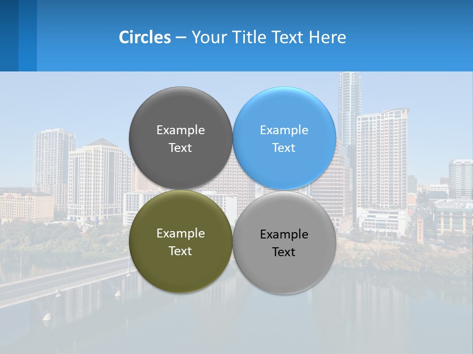 A City Skyline With A Bridge Over A River PowerPoint Template