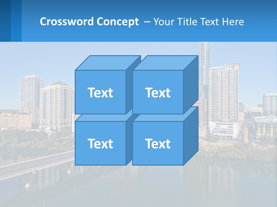 A City Skyline With A Bridge Over A River PowerPoint Template