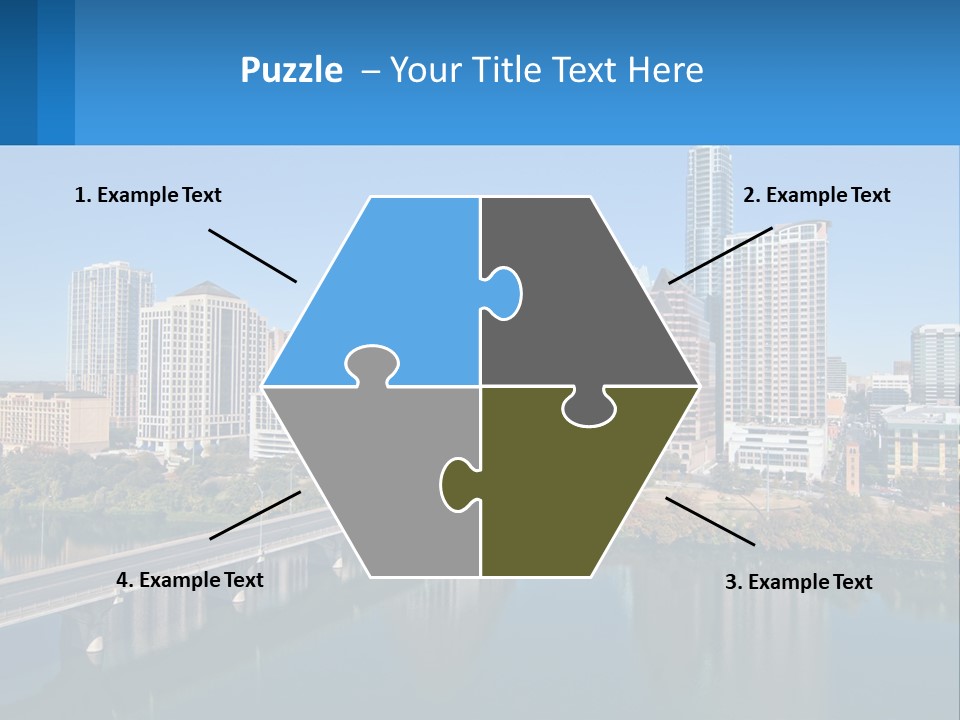 A City Skyline With A Bridge Over A River PowerPoint Template