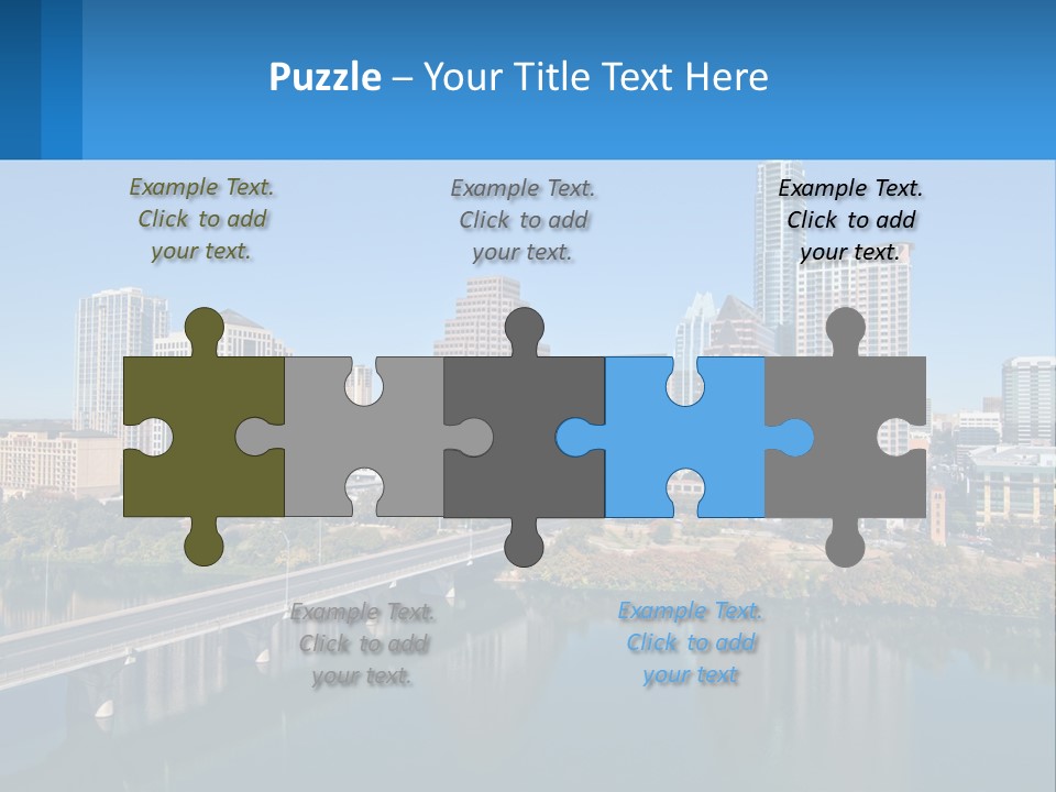 A City Skyline With A Bridge Over A River PowerPoint Template