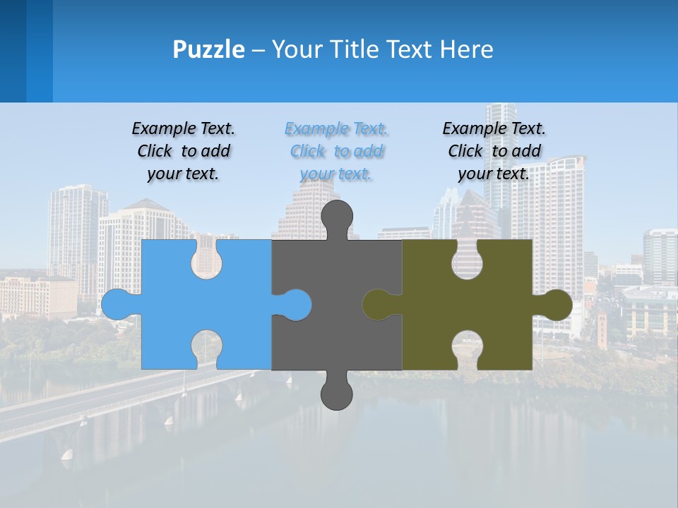 A City Skyline With A Bridge Over A River PowerPoint Template