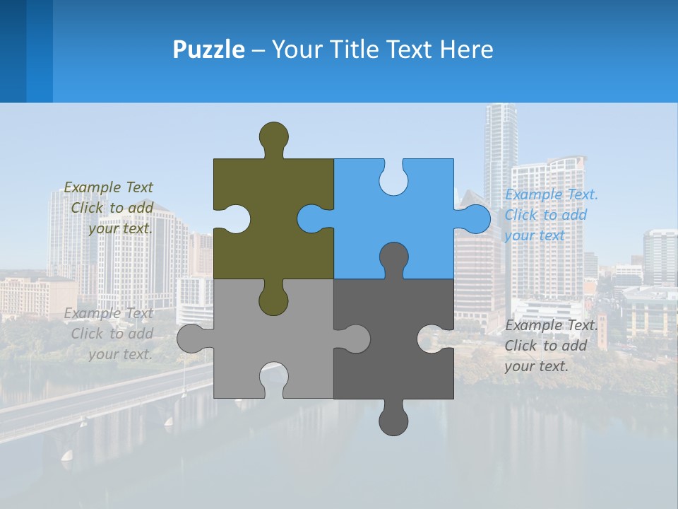 A City Skyline With A Bridge Over A River PowerPoint Template