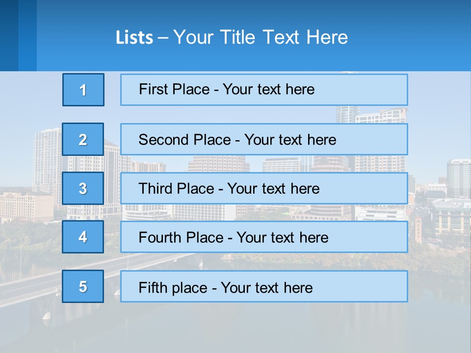 A City Skyline With A Bridge Over A River PowerPoint Template