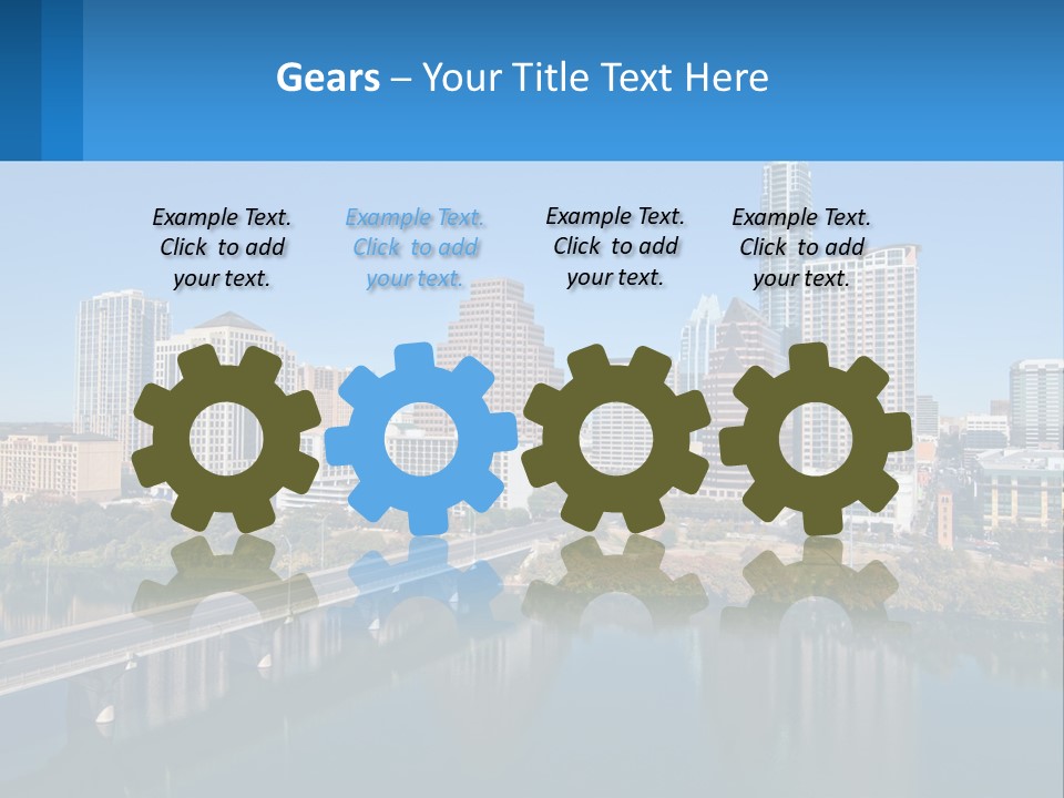 A City Skyline With A Bridge Over A River PowerPoint Template