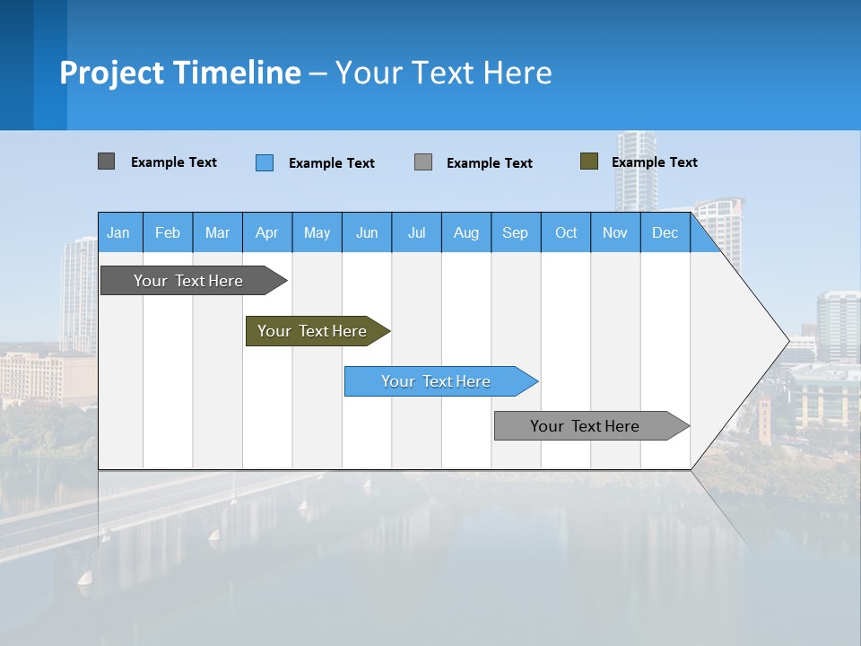 A City Skyline With A Bridge Over A River PowerPoint Template