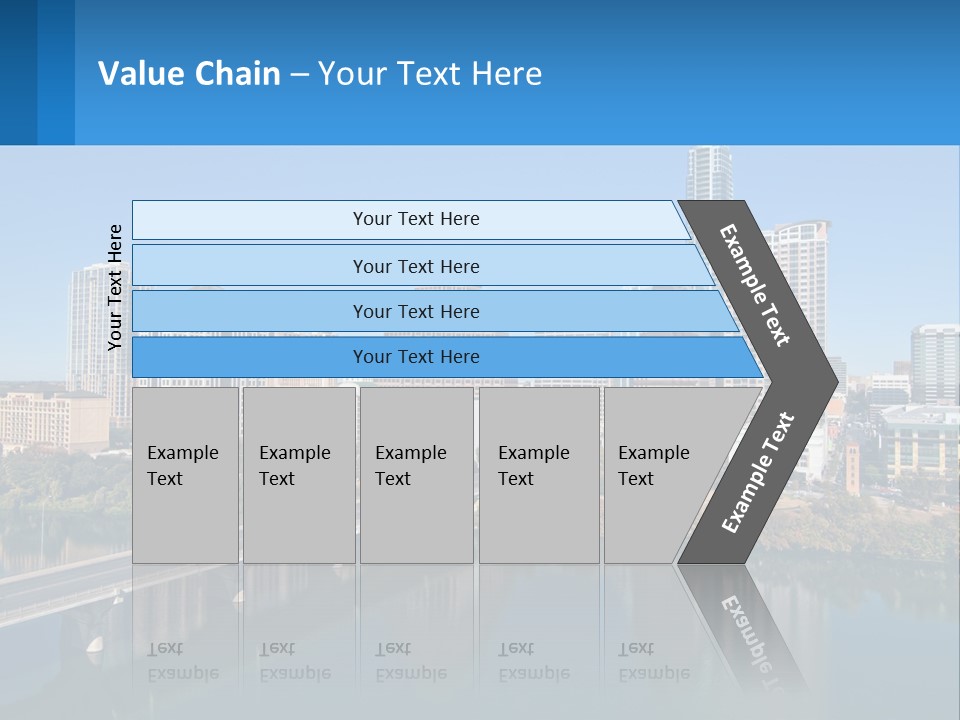 A City Skyline With A Bridge Over A River PowerPoint Template