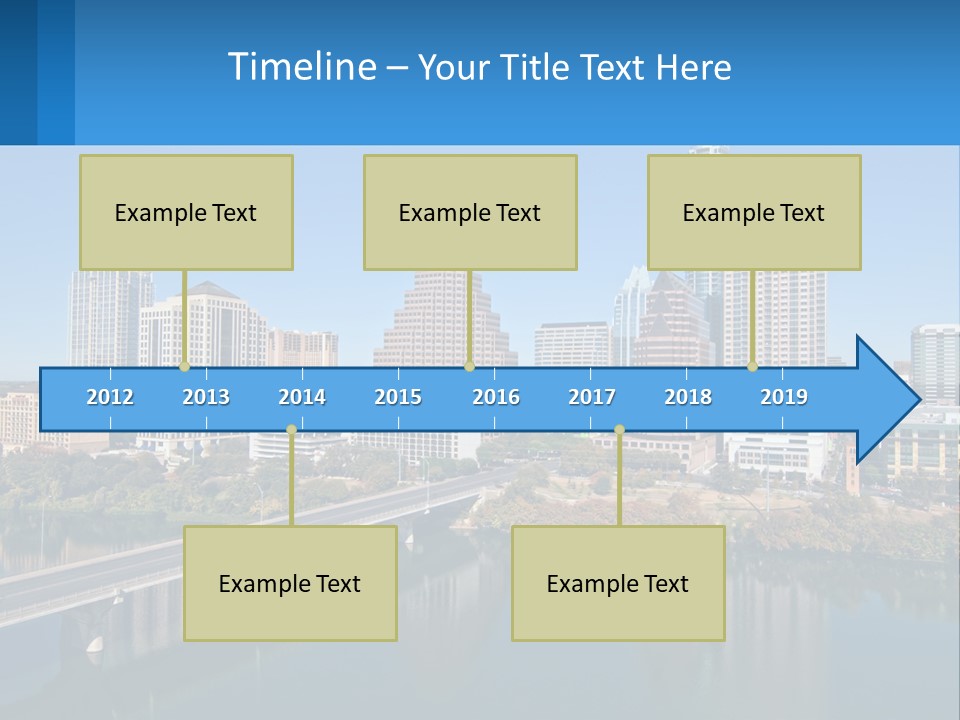 A City Skyline With A Bridge Over A River PowerPoint Template