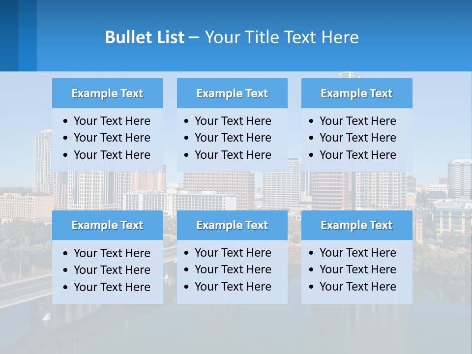 A City Skyline With A Bridge Over A River PowerPoint Template